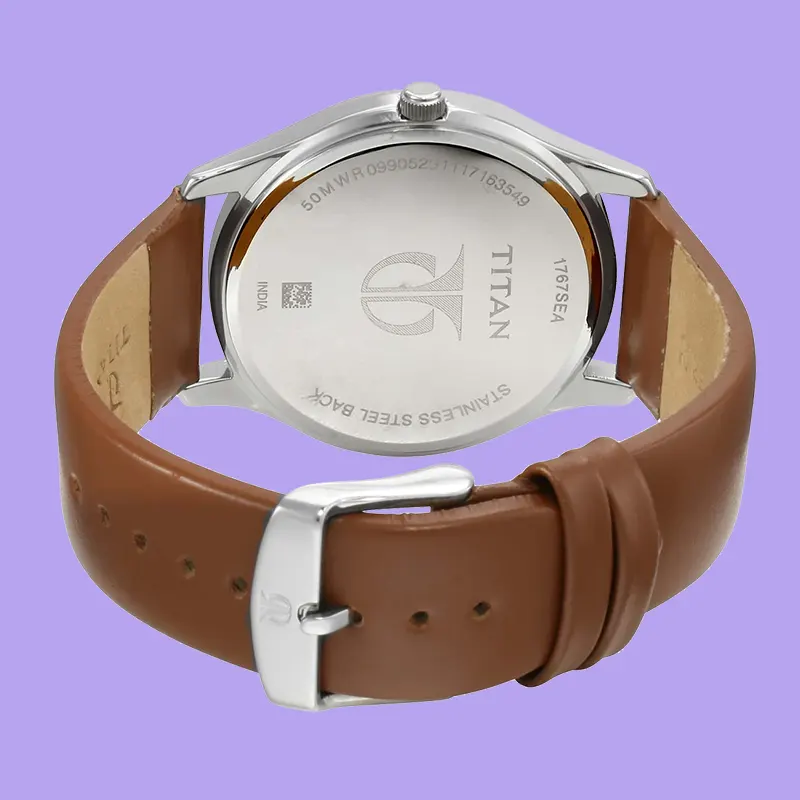 TITAN Trend White Dial Leather Strap Men's Watch - 1767SL01